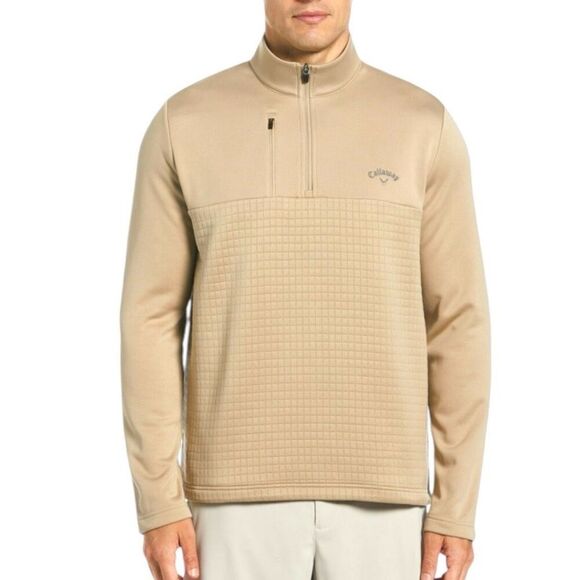 Callaway Men's Quarter Zip Pullover Tan Size M - Picture 1 of 8